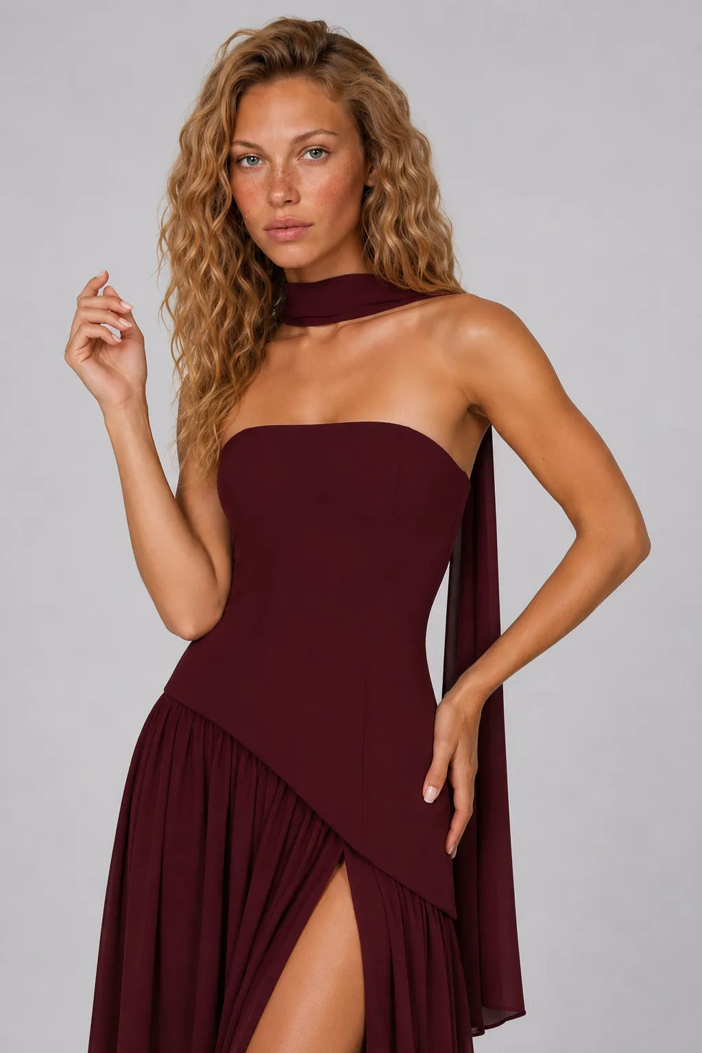 Vestido Longo Marrom Isabeau