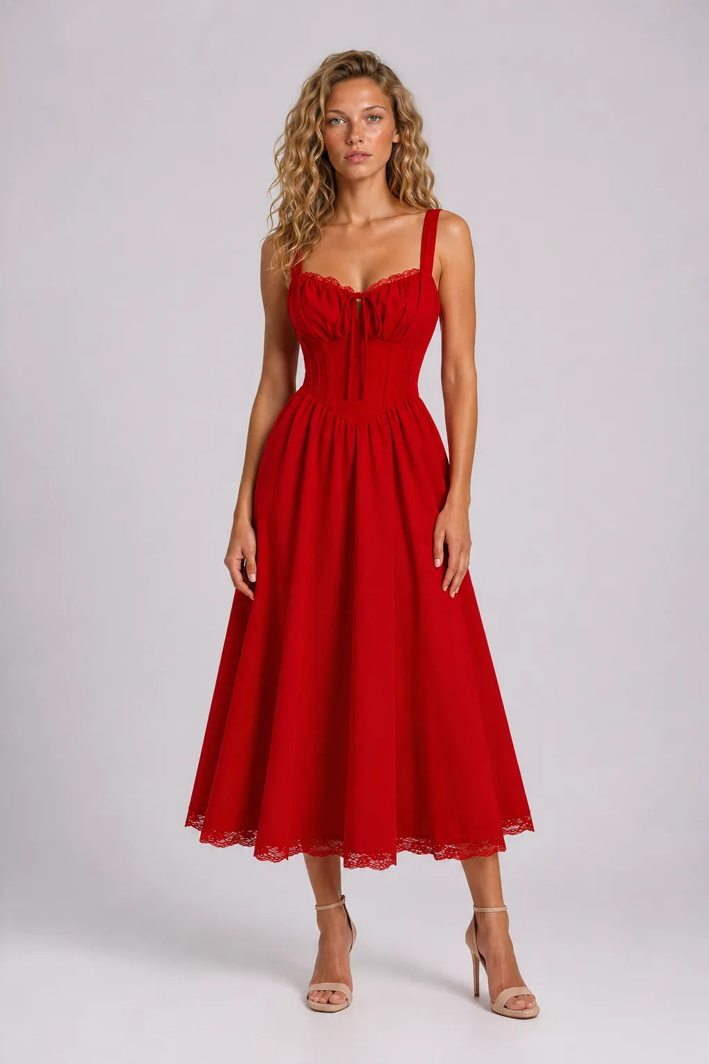 Vestido Vermelho Midi Clarisse