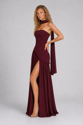 Vestido Longo Marrom Isabeau