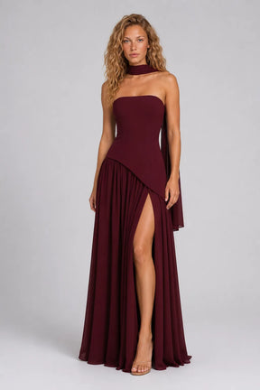 Vestido Longo Marrom Isabeau