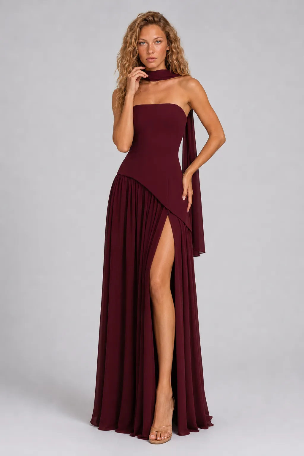 Vestido Longo Marrom Isabeau