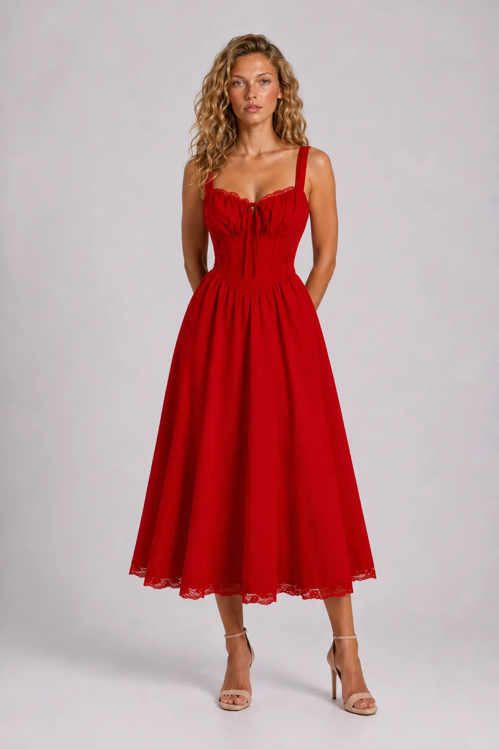 Vestido Vermelho Midi Clarisse