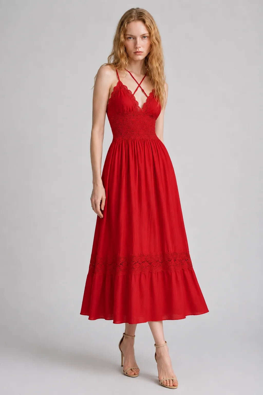 Vestido Vermelho Midi Evelina