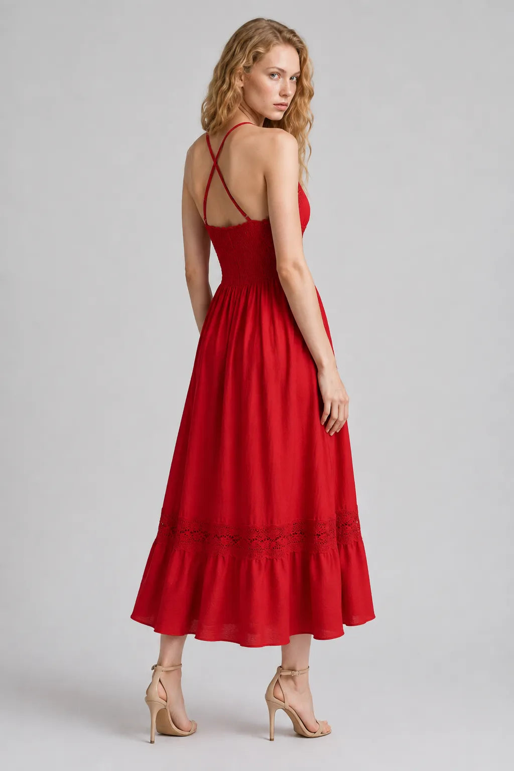 Vestido Vermelho Midi Evelina