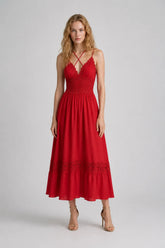 Vestido Vermelho Midi Evelina
